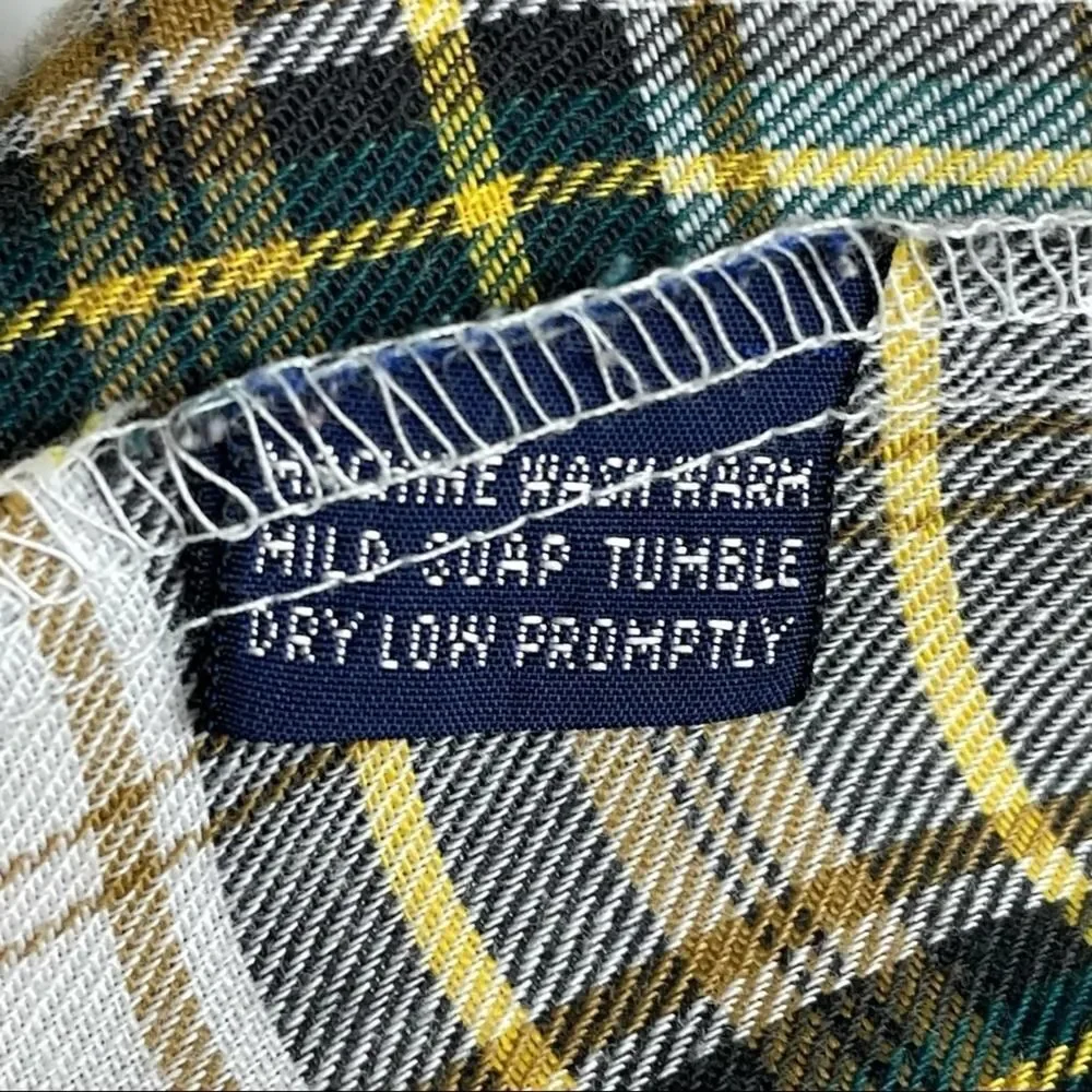 Chapel Hill Yellow White Green Plaid Cotton Blend Button Down Shirt size  XL